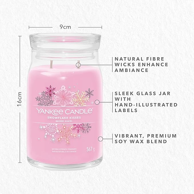 Yankee Candle Signature Scented Candle | Snowflake Kisses Large Jar Candle with Double Wicks | Soy Wax Blend Long Burning Candle | Perfect Gifts for Women