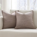Meekio Set of 2 Taupe Brown Pillow Covers 20x20, Linen Look Throw Pillow Covers with Flange Edge for Sofa Couch Living Décor