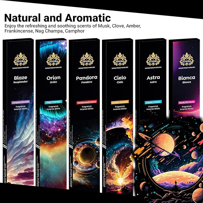 Aromatic Incense Sticks Gift Set – 120 Natural & Non-Toxic Incense Sticks | 6 Soothing Scents | Home, Meditation, Relaxation & Yoga | Free Incense Holder | Inciensos - Gifts for Women