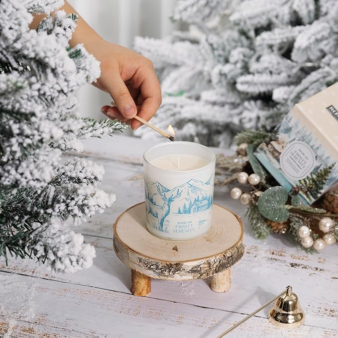 ROMIIE ZOI Christmas Scented Jar Candle - 6oz Soy Wax Candle - Frosty Serenity Infused with Frosted Mint & Fir Aroma - with Beautiful Keepsake Box Special for Christmas/Holiday Gifts