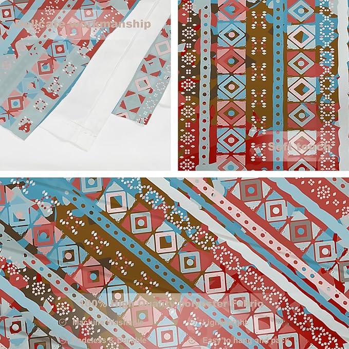 Batmerry Blue Grey Boho Garbage Tapestry, Red Wall Art Hanging Decoration Polyester Fiber White Ruffled Around for Dorm Room Bedroom Living Room, 59.1x51.2 inches