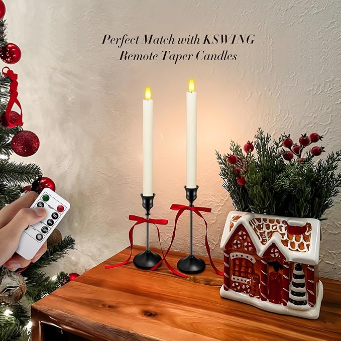 Candlestick Holders 6 PCS Metal Taper Candle Holders, KSWING Black Candle Stick Holders Set, Perfect for Table Centerpiece Mantel Party Wedding Christmas Home Decor, Set of 6