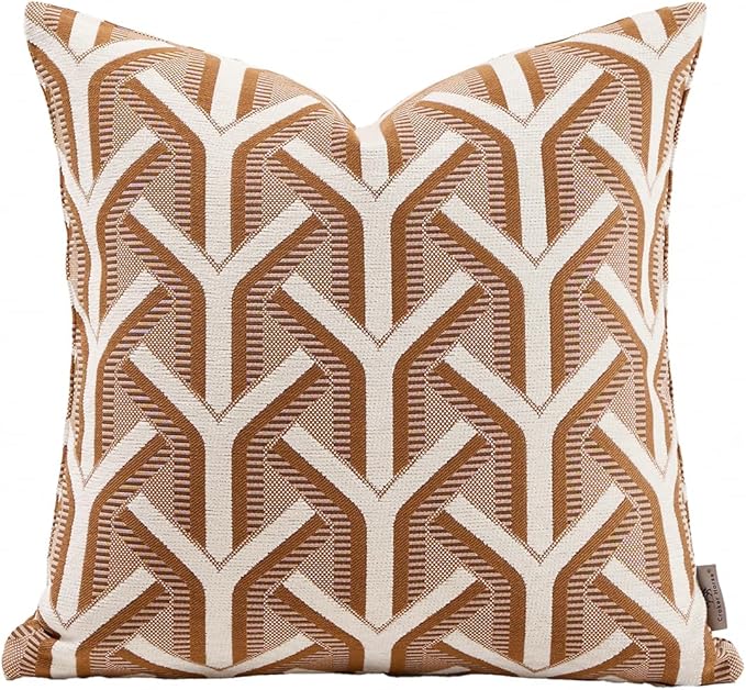 Premium Throw Pillow Covers 18x18 Inches - Tawny Birch Mirage Twig Chenille Jacquard Embroidery Decorative Couch Pillow Covers for Living Room Bedroom Sofa Home Décor