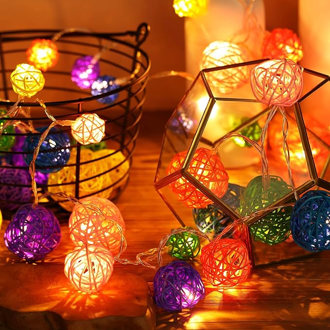 Patelai 36 Pcs Wicker Rattan Balls Decorative Balls for Vase Centerpiece Bowls Orbs Filler for Home Decor,4 Sizes(Multicolored)
