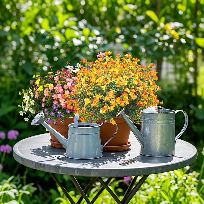 12 Bundles Artificial Fall Flowers for Outdoors, Artificial Plants UV Resistant Fall Fake Mums Plants for Outside Halloween Christmas Porch Decoration ecorations (Orange)