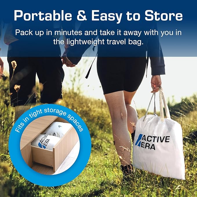 Active Era Luxury Camping Air Mattress with Built in Pump - Queen, USB Rechargeable Pump, Travel Bag for Tent Camping