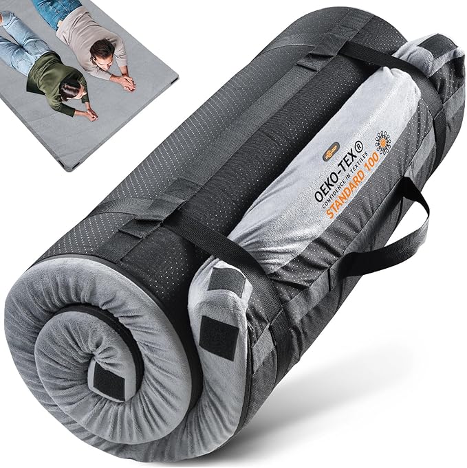 3 Inch GAIALOOP Thick Memory Foam Camping Mattress Sleeping Pad [Car/Tent/Cot] Glamping Portable Floor Mat Roll Up Futon Mattress for Guests Sleepover