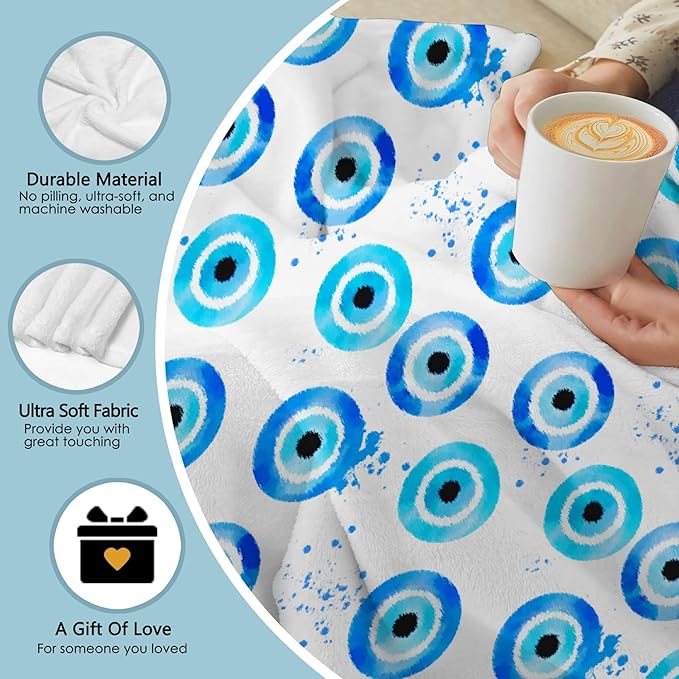 Evil Eye Blanket | Evil Eye Decor Gifts | Magic Evil Eye Plush Throw Blanket for Toddlers Kids | Ultra Soft Cozy Lightweight Blanket for Couch Sofa Room | 60''x80''-Adults/Twin Size