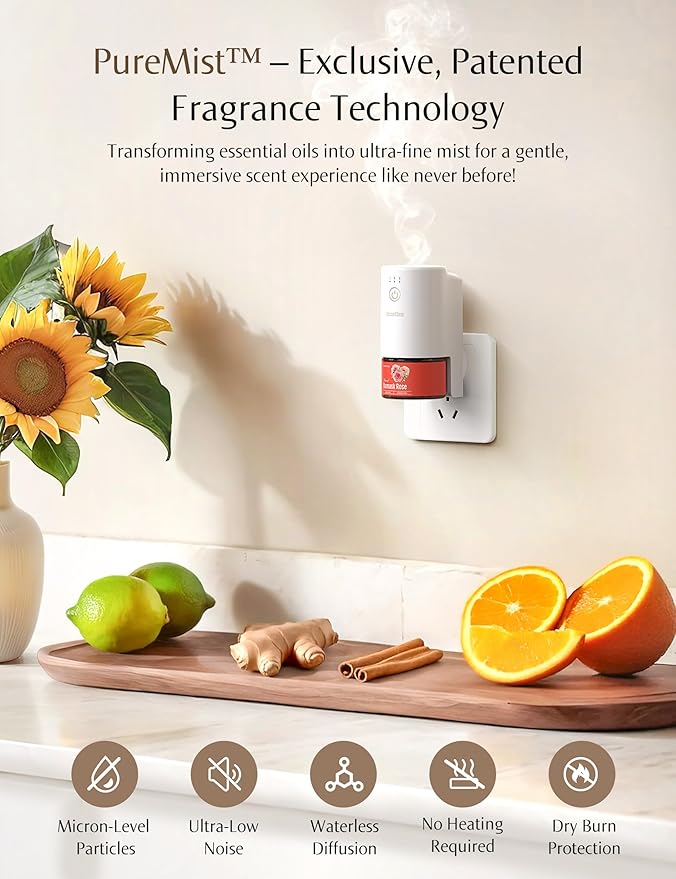 SF101S Smart Wi-Fi Waterless Ultrasonic Essential Oil Diffuser–100% Plant-Based,120-Day Natural Air Freshener & Aromatherapy scent Diffuser Covers 100㎡ for Home,Hotel-Provençal Breeze