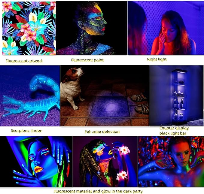 Black Light Bar 10W 1ft LED Blacklight for Fluorescent Tapestry Poster Body Paint Glow Party UV Strip Lights for Cabinet and Display Magnetic THLITURE 2 Pack