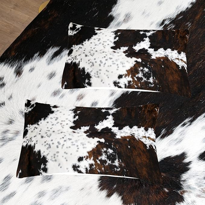 Tailor Shop Black White Cow Print Comforter Set Full, Western Farmhouse Cow Print Bedding in A Bag, Rustic Cowhide Comforter Set with 2 Matching Pillowcases Bedroom Decor…