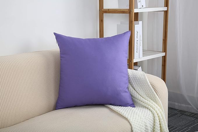 TangDepot Handmade Decorative Solid 100% Cotton Canvas Throw Pillow Covers/Pillow Shams, (28"x28", Violet), 1 Count (Pack of 1)
