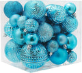 Christmas Ball Ornaments Baby Blue Christmas Tree Decorations with Hang Rope-36pcs Shatterproof Christmas Ornaments Set with 6 Styles in 3 Sizes(Small Medium Large)