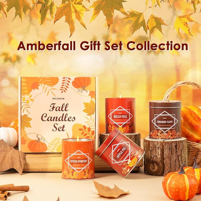 Pumpkin Spice Fall Scented Candle – 9 oz Soy Wax in Travel-Friendly Reusable Tin, Non-Toxic & Clean Burning, 50-Hour Burn – Cozy Autumn Fragrance, Holiday Gift & Fall Decor for Women & Men