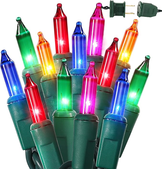 BrizLabs Multicolored Christmas Lights, 69.6ft 300 Count Connectable Christmas Tree Lights, 120V UL Certified Incandescent Light String, Mini Xmas Light for Indoor Xmas Holidays Home Decoration