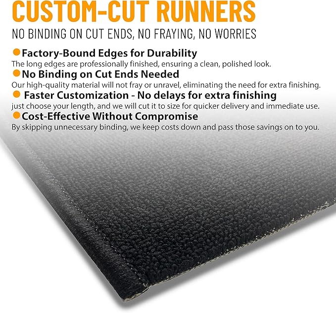 Ottomanson 3x47 Non Slip Extra Long Hallway Runner Rug with Rubber Backing - Solid Modern Kitchen Rug for Bedroom or Living Room, Black, 2'7" x 47'