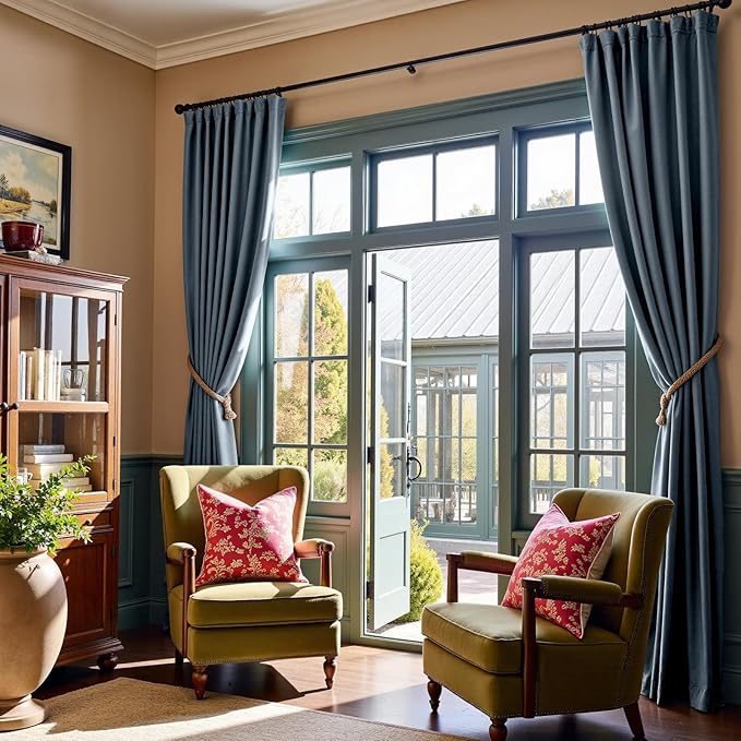 Lazzzy Velvet Blackout Curtains Thermal Insulated Room Window Drapes Super Soft Luxury Curtains for Living Room Bedroom Rod Pocket 2 Panels, Dark Slate, 62" W x 84" L