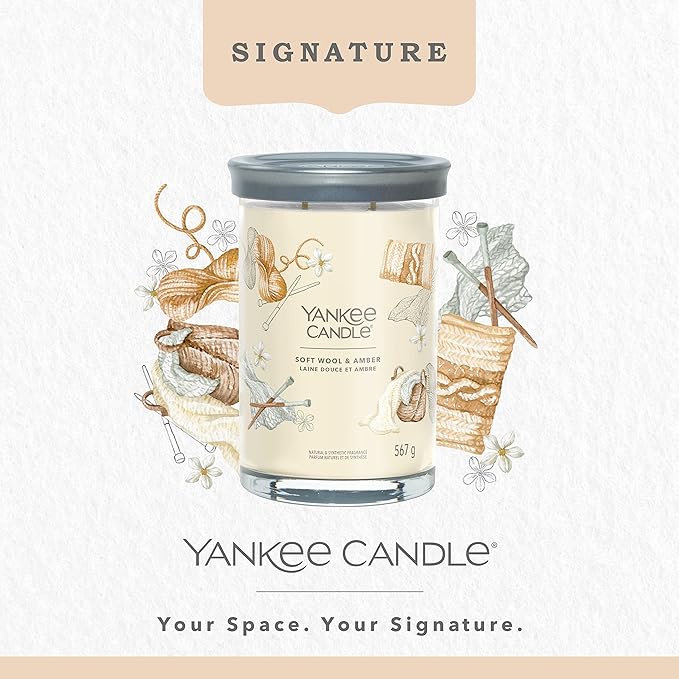 Yankee Candle Signature Scented Candle | Soft Wool & Amber Large Tumbler Candle with Double Wicks | Soy Wax Blend Long Burning Candle | Perfect Gifts for Women