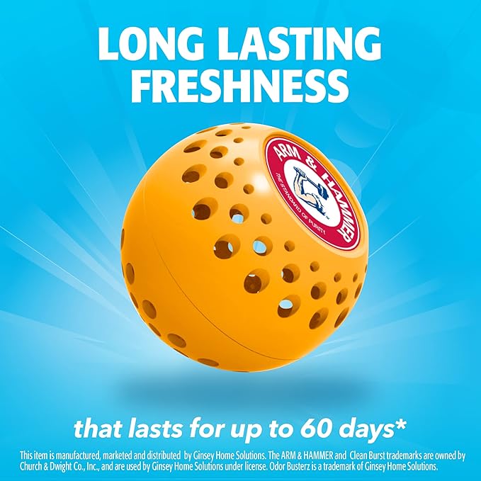 Arm & Hammer Odor Busterz Balls for Long Lasting Freshness, 6 Pack - Deodorizer, Carpet Fresh, Odor Remover, Pet Fresh