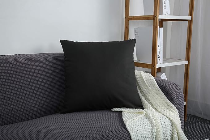 TangDepot Handmade Decorative Solid 100% Cotton Canvas Throw Pillow Covers/Cushion Covers, 45 Colors Available - (18" x18" , Charcoal Gray, 2 Count (Pack of 1))
