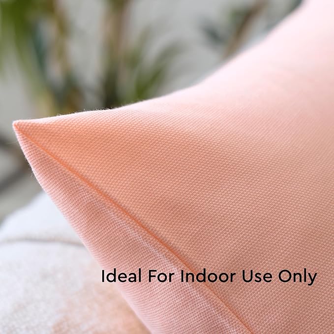 Encasa XO Throw Pillow Covers 18x18 in Set of 2 Powder Pink | No Inserts | Cotton Pillow Covers for Living Room, Bed, Sofa, Couch | Decorative Cushion Covers with Improved Zippers