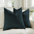HAUSSY Navy Blue Throw Pillow Covers 26x26 Inch Set of 2,Boho Decorative Faux Linen Throw Pillows Cozy Farmhouse Accent Cushion Covers,Home Decor for Couch Sofa Bed Living Room