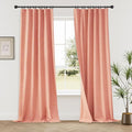 KangBang Light Coral Full Blackout Curtains 72x108 Inches Long Light Blocking Thermal Insulated Back Tab Rod Pocket Curtains for Nursery Hall Large Windows, 2 Panels, Hook Belt Pleated Drapes, Salmon