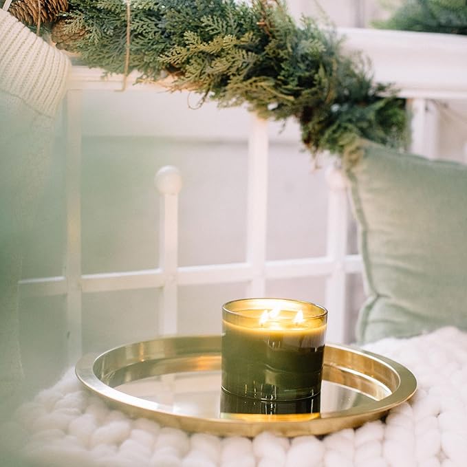 Thymes Frasier Fir Scented Candles for Home Decor – Green Heritage Holiday Candle – Notes of Siberian Fir Needles, Cedarwood & Sandalwood – Luxury Home Fragrance Gifts for Women & Men (3-Wick, 17 oz)