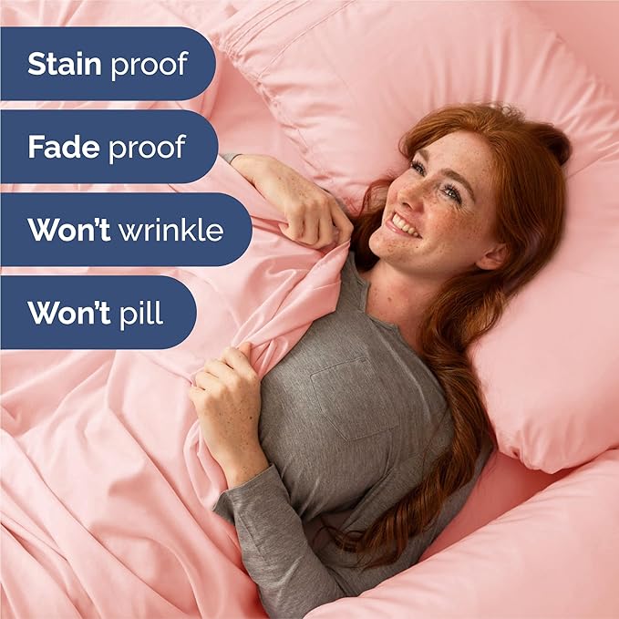 King Size 4 Piece Sheet Set - Comfy Breathable & Cooling Bed Sheets Set - Hotel Luxury Bedding for Women, Men, Kids, Teens, Boys & Girls - Deep Pockets, Ultra-Soft, Wrinkle Free - Oeko-Tex - Baby Pink