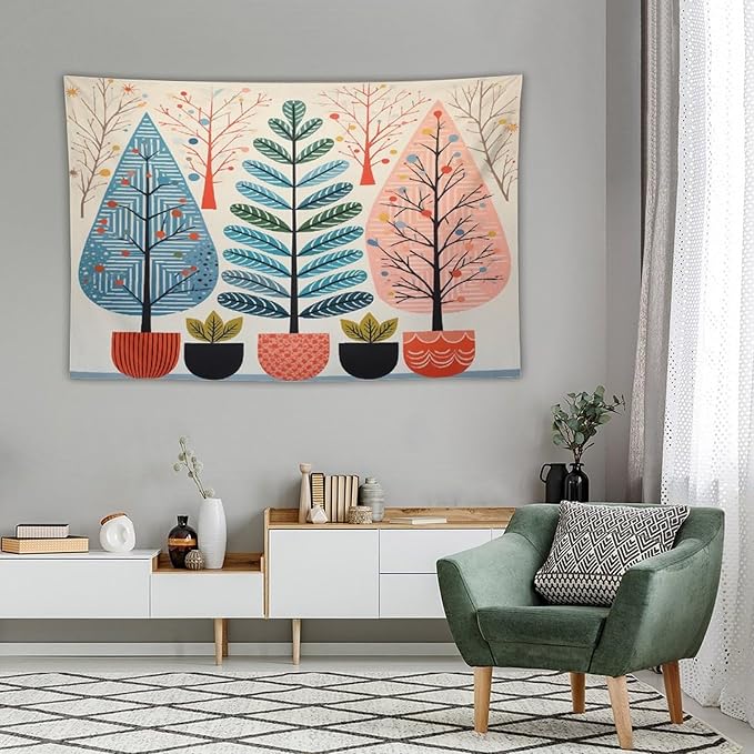 MaSiledy Wall Tapestry Shabby Chic Trees Tapestry Nature Themed Autumn Aesthetic Bedroom Tapestries Wall Art Decor for Bedroom Living Room Dorm 60"x90" Xmas Wall Hanging Polyester Tapestries