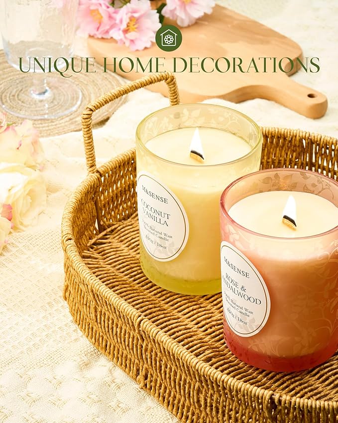 M&SENSE Cedarwood Orange Christmas Candle, Cracking Wooden Wick Soy Wax, 18oz 100 Hours Long Lasting Clean Burn, Large Fall Candles for Home Scented, Winter Holiday Aromatherapy Gifts for Women