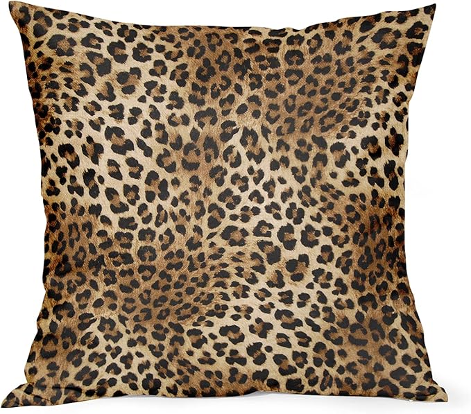 Brown Leopard Throw Pillow Cover - 2 Pcs Cheetah Pillow Case 18x18 inch Cotton Soft Animal Print Pillows Covers Decorative Cushion Cover for Home Couch Bed Sofa Double Side Printed