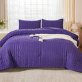 AveLom Dark Purple Seersucker California King Comforter Set (104x96 inches), 3 Pieces-100% Soft Washed Microfiber Lightweight Comforter with 2 Pillowcases, All Season Down Alternative Bedding Set