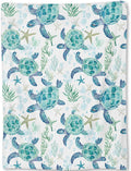 Sea Turtle Blanket - Cute Blue and Green Hues Fleece Throw,Gifts for Kids Girls Boys, Soft & Warm,Lightweight, for Modern Ocean Beach Decor, Marine Life Lovers, and Room Home Accents 60x80in