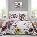 Drucon Floral Quilt Set King 3 Pieces Boho Blush Quilt Coverlet Set Soft Microfiber Lightweight Colorful Floral Quilted Bedspread for All Season 104"x90"
