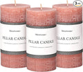 3x6 Inch Brown Pillar Candles Set of 3 - Unscented Candles, Long Clean Burning, Large Big Candles, Smokeless Dripless Pillar Candles for Dinner Table, Wedding, Home, Bathroom, Rustic Decor