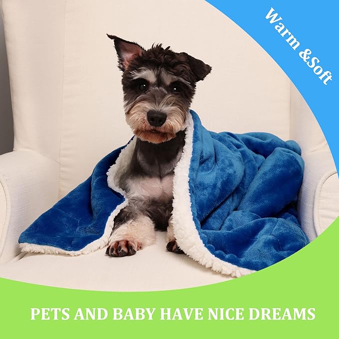 NANPIPER Baby Sherpa Blanket,Warm Toddler Throw Blanket,Soft Newborn Fleece Blanket for Winter (Princess Blue,30x40 inches)