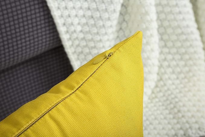 TangDepot Handmade Decorative Solid 100% Cotton Canvas Throw Pillow Covers/Pillow Shams, (24"x24", Deep Yellow)