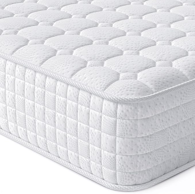Vesgantti 8 Inch Multilayer Hybrid Queen Mattress - Multiple Sizes & Styles Available, Ergonomic Design with Memory Foam and Pocket Spring, Medium Firm Feel, White