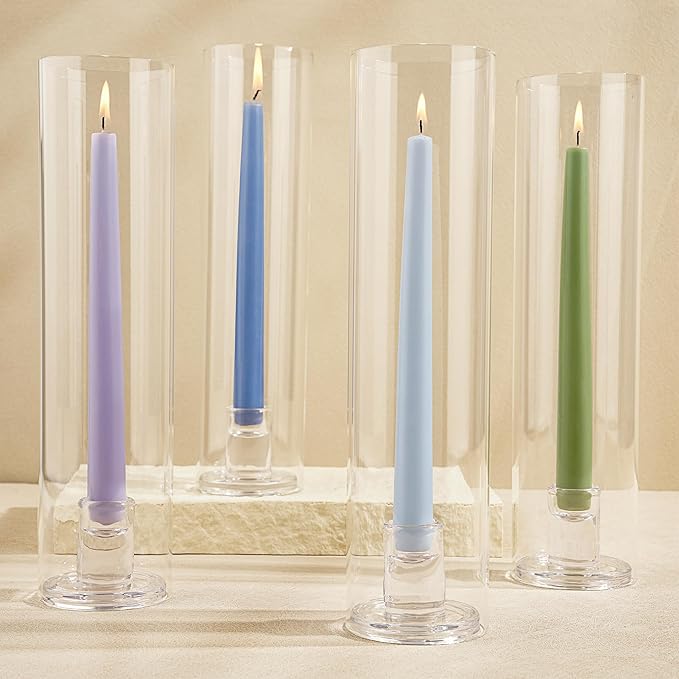 Hurricane Candle Holder Thickened Cylinder Covers 4 Pcs Taper Candle Sticks Holder Glass Tall Candlesticks Holders Centerpiece for Wedding Dining Table