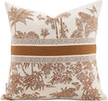 Premium Throw Pillow Covers 20x20 Inches - Jungle with Tawny Birch Palm Tree Chenille Jacquard Embroidery Decorative Couch Pillow Covers for Living Room Bedroom Sofa