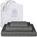 Threadmill Cotton Twin XL Sheet Set | 100% Cotton Sheets for Twin XL Size Bed | Damask Jacquard Sateen Twin XL Bed Sheets Set with 16” Deep Pocket | Soft Breathable 3-Piece Cooling Sheets | Dark Grey