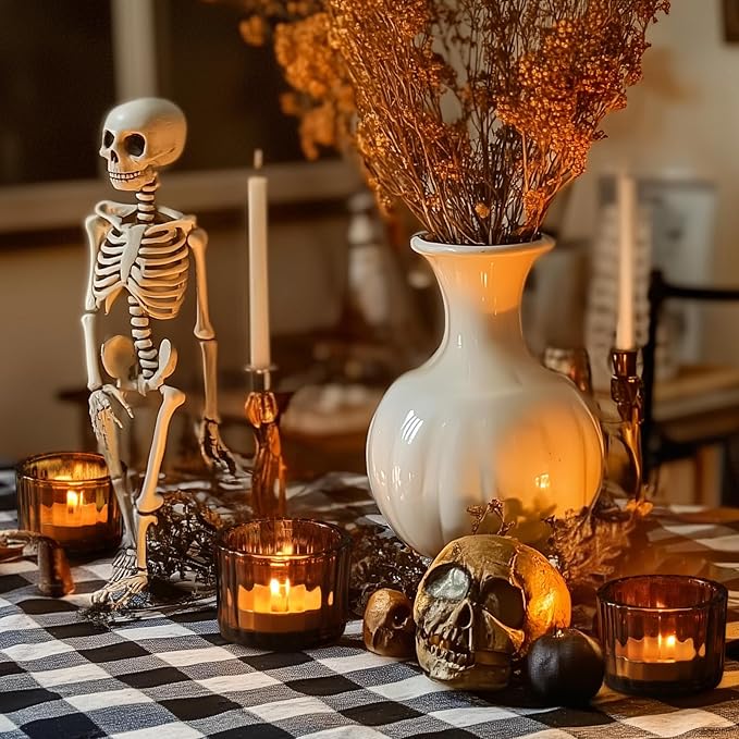 Homemory 24 Pcs Tealight Candle Holders, Amber Votive Candle Holders, Glass Candle Holder for Table Centerpiece, Wedding, Baby Shower, Birthday, Party, Halloween, Christmas