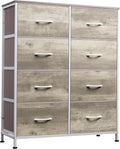 WLIVE Fabric Dresser for Bedroom, Tall Dresser with 8 Drawers, Storage Tower with Fabric Bins, Double Dressers, Chest of Drawers for Closet, Living Room, Hallway, Greige