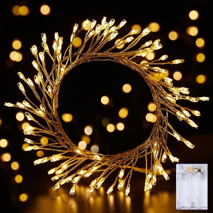 4 Pack Fairy Lights Battery Operated, 5 Feet 60 LED Twinkle String Lights Waterproof Firecracker Starry Lights for DIY Wreath Home Wedding Bedroom Mason Jar Holiday Christmas Decorations, Warm White
