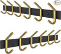 Coat Rack Wall Mount – Black and Gold Hook Rail with 6 Double Coat Hooks, 17 Inch Stainless Steel Wall Hooks for Entryway, Bathroom, Bedroom, Closet, Towel, Hat, Bag, Heavy Duty Organizer - 2 Pack