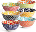 Ceramic Cereal Bowls, 23 Oz Colorful Soup Bowls, Deep Porcelain Bowl Set for Salad, Dessert, Pasta, Ice Cream,Set of 6