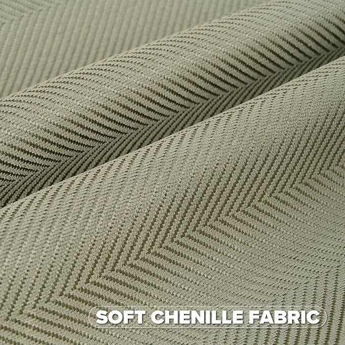 FUTEI Sage Green Chenille Throw Pillow Covers 26x26 Inch Set of 2,Soft Wide Chevron Textured Euro Pillow Shams,Farmhouse Home Decor for Couch Living Room