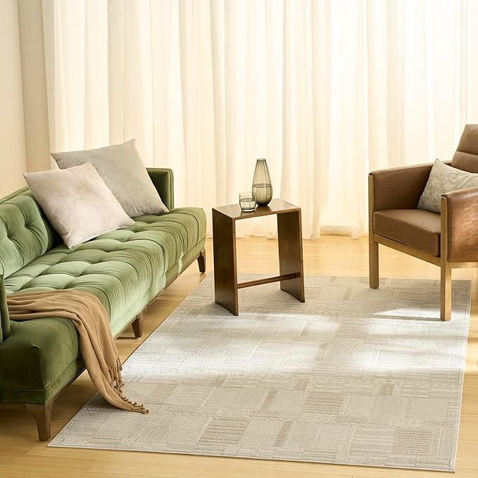 Nourison Nordic Ivory Beige 4' x 6' Scandinavian Area Rug - Easy Clean, Non Shedding, Bed Room, Living Room, Dining Room, Kitchen (4' x 6')