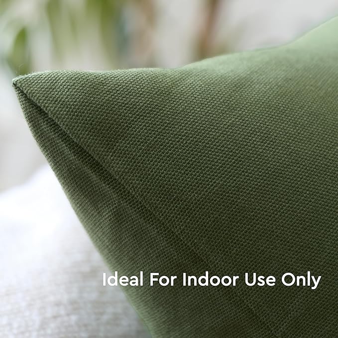 Encasa XO Throw Pillow Covers 18x18 in Set of 4 Leaf Green | No Inserts | Cotton Pillow Covers for Living Room, Bed, Sofa, Couch | Decorative Cushion Covers with Improved Zipper